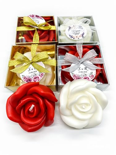 gastgeschenk hochzeit gäste kerze rose, 20 stück Gastgeschenk für Gäste Personalisierte, taufe geschenk gäste,astgeschenke babyparty,Gastgeschenk für Gäste (Weiß, 20 Stück)