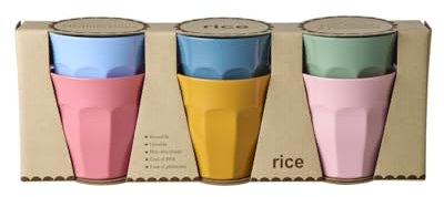 ReWu Rice Melamin Becher - Zart Bunt - 6er-Set Becherset Kinderbecher Campingbecher Campinggeschirr Trinkbecher Melamingeschirr Bruchsicher BPA-frei 250ml