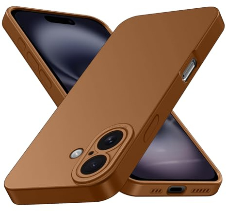 Tenphone Coque pour iPhone 16 (6,1), Étui de Protection Antichoc en Silicone TPU Souple avec Protection Caméra - Marron
