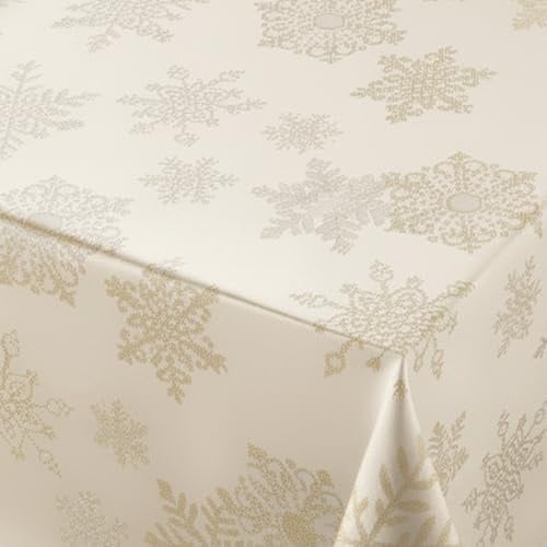 BEAUTEX Lurex Weihnachtstischdecke EIS Creme 40x150 cm | Festliche Tischdecke für Weihnachten und Advent, pflegeleicht und dekorativ für Esstisch, Festtafel und Weihnachtsdeko