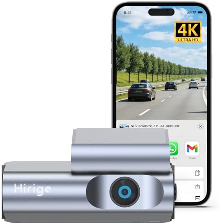 Hirige M4 Dash Cam 4K Record Front - 123° Dash Camera WiFi & App Control, Dashcam with Night Vision, G-Sensor, Loop Recording, 24-Hours Parking Monitoring