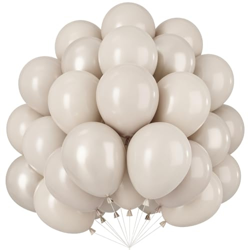 Luftballons Sand Weiß, 100er Pack 10 Zoll Sandweiß Latex Ballons, Beige Weiß Helium Luftballon, Sandweiß Girlande Party Ballons Set für Babyparty Hochzeit Valentinstags Geburtstags Party Deko