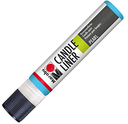 Marabu 18050009090 - Candle Pen Hellblau, Kerzenpen, cremig, weiche Wachsmalfarbe, auf Wasserbasis, lichtecht, geruchsneutral, wetterfest, kinderleichte Kerzendeko, 25 ml