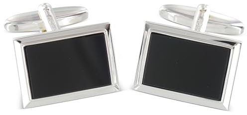 Grom Manschettenknöpfe aus Silber mit Onyx-Stein