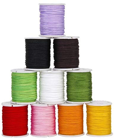 ROSENICE Gemischten farbigen Sicken Faden Schnur für DIY Halskette Armband Handwerk Schmuckherstellung 0,8 mm - 10 Stücke