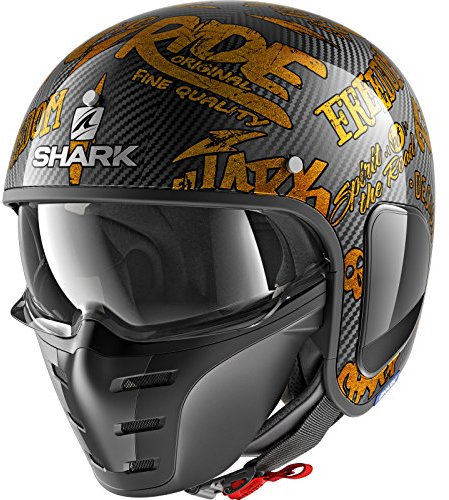 SHARK Motorradhelm S-DRAK CARBON FREESTYLE CUP DQQ, Schwarz/Gold, XS