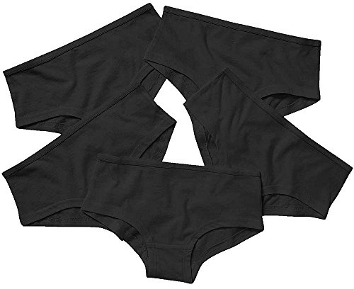 Just Essentials Girls 5 Pack Cotton Plain Hipster Briefs Pants Knickers Back to School UK Seller - Black - 11/12 Years