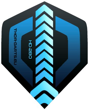 THOR-DARTS 60 Stück Blaue 150 Micron extra Strong Darts Flights F1 HD-280 schwarz-blau 20Set(=60Flys) Ultra Lange haltbar (150mic, vergleichbar Rhino+ oder Pentathlon HD150) (60)