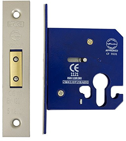 Fire Rated Euro Profile Dead Lock Case 75 mm (57 mm Backset) Satin Nickel