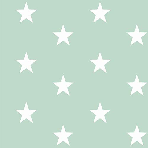 babrause® Baumwollstoff Sterne Mint Webware Meterware Popeline OEKOTEX 150cm breit - Ab 0,5 Meter