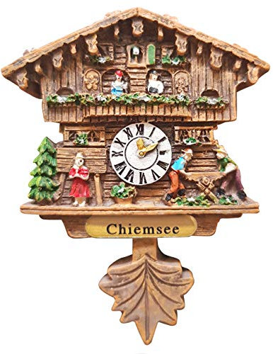 Kuckucksuhr Magnet Polyresin Kühlschrank Handmade Braun - Chiemsee
