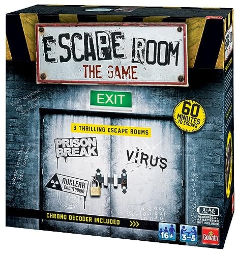Goliath Games Presents Age 16+: Escape Room - The Game | 3 Thrilling Escape Rooms in Your Own Home! | Board Games for Adults | For 3-5 Players | Ages 16+ | Styles May Vary