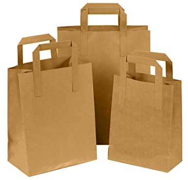 Paper Bags with Handles -100 Medium Brown Paper Bags 8.5x10x4.3”-Perfect for Lunch, Takeaway, Grocery and Party use by Ayn Al Madina