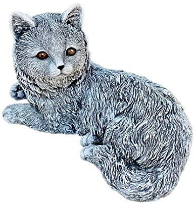 Steinfigur Katze Emilia liegend frostfest wetterfest Gartenfigur Steinguss