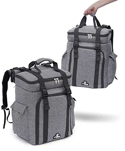 outdoorer Kühlrucksack grau Cool Butler 35 – Leichter, Isolier-Rucksack mit Fächern, 35L Picknickrucksack
