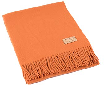 Ritter Decken 130 x 180 cm Wolldecke „Luzern“ Terra 100% Merino Schurwolle – Geeignet als Plaid, Kuscheldecke, Sofadecke und Bett. Hochwertige Wohndecke mit Fransen