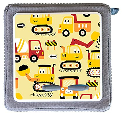 MeinBaby123® Schutzfolie kompatibel mit Toniebox | Schutzcover selbstklebend | Aufkleber passgenau I Folie Sticker I Toniebox Zubehör | Bagger mit Gesicht Baustelle