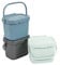 Addis Everyday Kitchen Food Waste Compost Caddy Bin utility Set of 3 mixed colours Metallic Silver, Air Blue, Mist, 3 x 4.5 litres