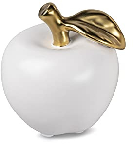 Formano Keramik Apfel, mattweiss-gold, 10cm
