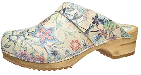 Sanita Vegu | Sabots Ouverts | Produit Original Fabriqué à la Main pour Femme | Sabots en Microfibre avec Semelle en Bois | Choix végétalien | Beige | 41 EU