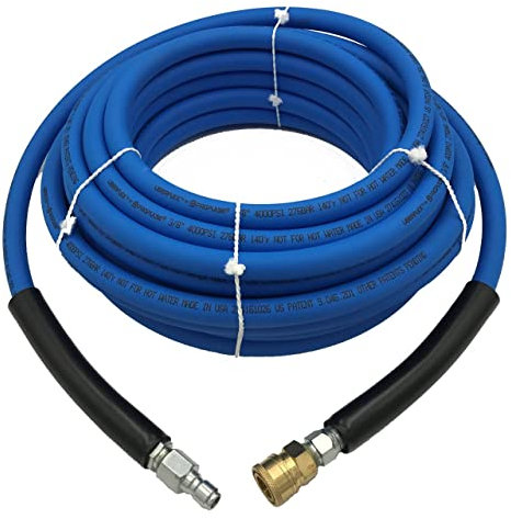 Ultimate Washer Flexible Kink Resistant Pressure Washer Hose 3/8” x 50’, 4000 PSI with 3/8” Quick Disconnects