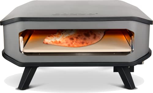 cozze - 90346 17 Gas Pizza Ofen | Pizzaofen mit Pizzastein | Gasgrill bis 400°Grad | mit 42,50 x42,50 cm Pizzastein | Geeignet für Terrasse, Balkon und Garten | 8kW, Black