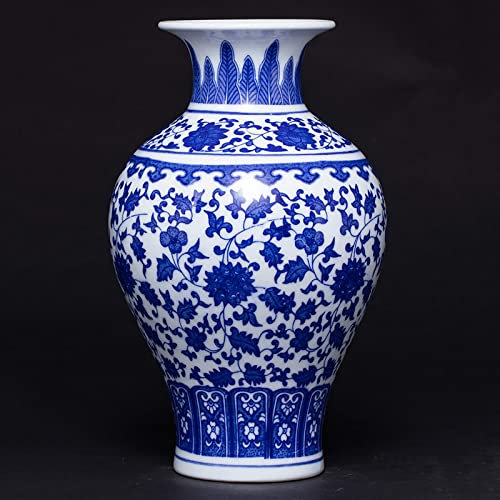 RTYHN Traditionelle Chinesische Porzellan Vase,Handgemachte Vase,Keramik Vasen für Heimdekoration,China Ming-Stil,Höhe 22cm