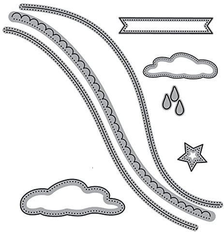 Curve Slimline Stanzformen für Kartengestaltung, Scrapbooking, Wolken, Sterne, Regentropfen, Metall, Stanzformen für Papier, Basteln, Basteln, Scrapbooking, Metall, Stanzschablonen, Kunstbedarf