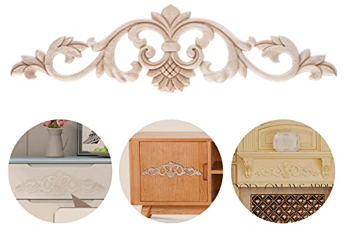 Fregi in Legno Decorativi 2Pcs Decorazione in Legno Intagliato Applique Intagliato Onlay Applique Intagliato a Lungo di Appliques per Mobili Porte Finestre Armadi (Stili 4)