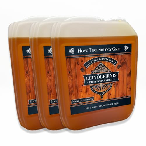 Leinölfirnis 15 Liter Leinöl Firnis (3 x 5 Liter) Lausitzer Holzschutz dreifach gekocht und harzfrei