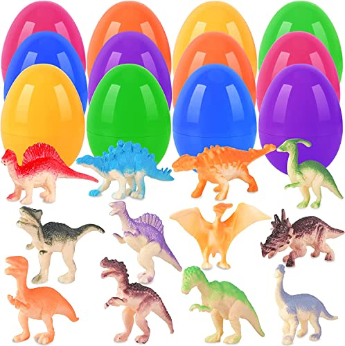JUNBAOYYDS Ostereier Gefüllt Dinosaurier, vorgefüllte Ostereier mit Spielzeugen für Osterkörbchen, Kinder Osterparty-Gastgeschenke, Osterkorb Füller