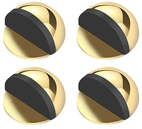 SagaSave Lot de 4 butées de porte ovales montées au sol, en acier inoxydable et caoutchouc, doré