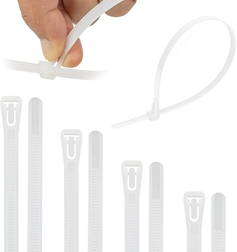 Armpow 100 Stück 7.6mm x 200mm Kabelbinder wiederverwendbar UV-Beständig Starkes Nylon Wiederlösbar Kabelbinder mit 50 kg Zugfestigkeit(weiß)
