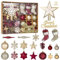 70 Stück Weihnachtskugel Ornamente,Rot & Gold,Weihnachtsschmuck Set mit Stern Baumspitze für Weihnachtsbaum Deko,Bruchsicher,Weihnachtsbaum,Urlaub,Hängende Ornamente,Glitzernd Dekoration
