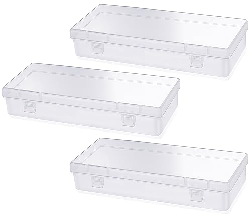 COMNICO 3 Pcs Storage Containers, Small Plastic Mini Clear Bead Rectangle Boxes Transparent Portable Cases Accessories for Jewelry Crafts Screws and Small Items