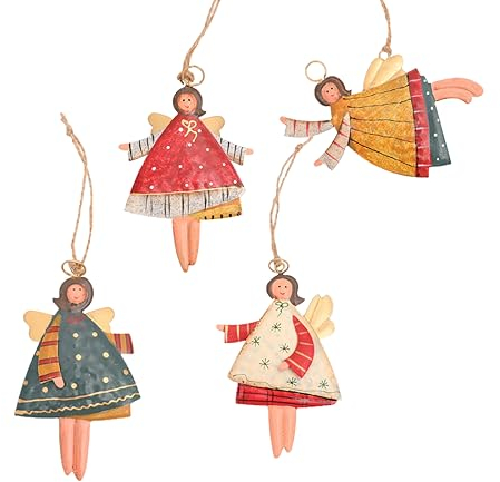 Zixrmor Anhänger - 4 StückWeihnachtsdekorativer Engel Anhänger, Weihnachten Exquisite Kunst Anhänger, Weihnachtsbaum Fenster Dekoration (Irony)