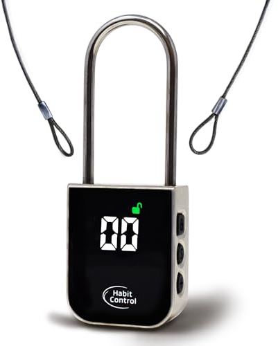Habit Control Metal Timer Lock - Smart Padlock for Kitchen Cabinets, Timed Out Keyless Pad Lock, Electronic Time Locking Lock for Cell Phones, Snack, Liquor, Game Consoles & Other Unwanted Temptations