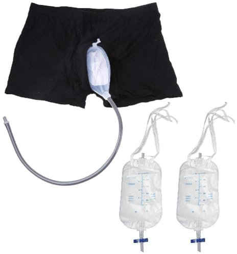 Borsa indossabile per urina maschile riutilizzabile in silicone per orinatoio maschile con pantaloni per incontinenza con catetere, per uomini anziani, pazienti, riutilizzabile, imbuto, collettore,