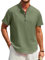Enlision Camisas Lino Hombre Manga Corta Sin Cuello Mao Camisa Ibicenca para Hombres Verde Oliva Verano Casual Camisetas con Botónes Playa Ropa S