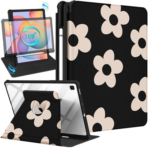 Kidcube Funda para Samsung Galaxy Tab S6 Lite de 10.4 Pulgadas 2022/2020 para Mujeres y niñas, Bonita Funda Tipo Libro con Soporte para lápices, diseño Floral Femenino, Soporte Giratorio, Bonitas