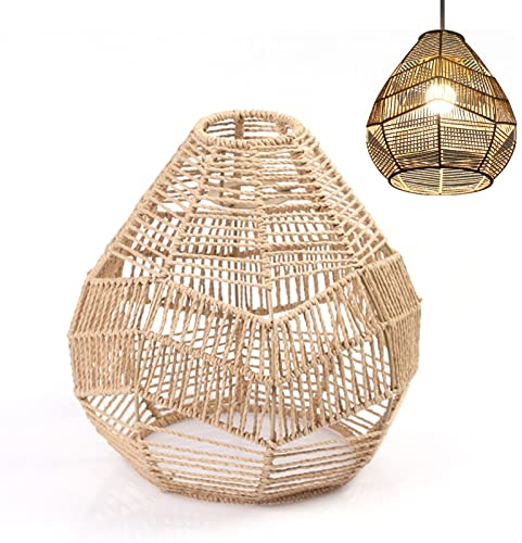 Lampenschirm Aus Gewebtem Seil | Boho Rattan Lampenschirm | BehängeZum Aufhängen,Retro Rattan Gewebt Lampenschirm, Lampenschirm Boho