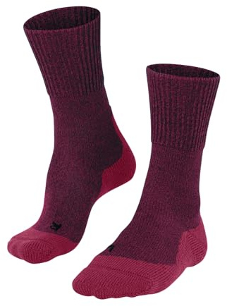 FALKE Damen TK1 Wool Wandersocken atmungsaktive schnelltrocknende klimaregulierende geruchshemmende Wolle Funktionsmaterial starke Polsterung Trekkingsocken antiblasen warm Thermo dick 1 Paar