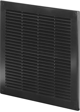 Awenta Plastic Air Vent Grille Cover 300x300mm 12x12 inch, Black with Insect Grid Fly Net, Screw Hole Covers for Better Look
