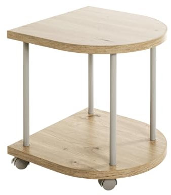 HAKU Möbel Beistelltisch auf Rollen, Eiche, grau (Eiche hell;Kaschmirgrau), MDF, Metall - Maße: B 40 x H 45 x T 40 cm, Style: Modern