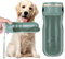 AiQInu Gourde Chien 520ML, Bouteille d'eau pour Chien, 180° Pliable, Filtre à Charbon Actif, Distributeur Eau Chien pour Camping Randonnée, vert