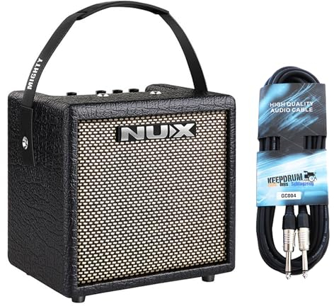 Nux Mighty 8BT MK2 Tragbarer Modeling Gitarrenverstärker mit Bluetooth + keepdrum Klinkenkabel