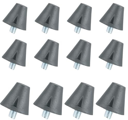 12pcs Football Boots Studs Replacement,2 Sizes Black Soft Ground Thumb Rubber Football Plastic Nylon Rugby Studs Replacement for Men Boy Kids Adults Shoes,5mm Screws, 8Pcs 13mm&4Pcs 16mm