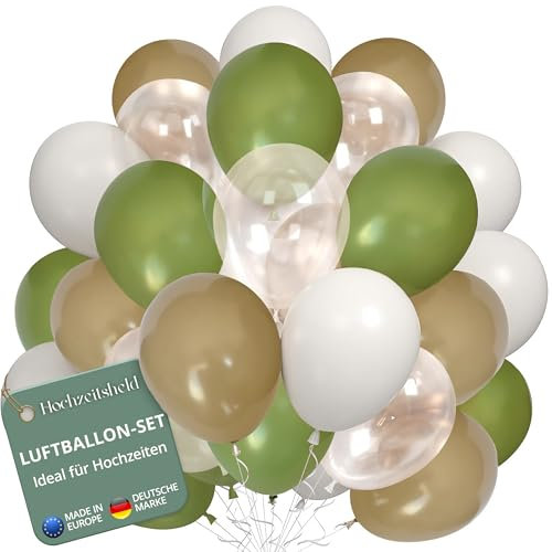 Hochzeitsheld® Luftballons Hochzeit Grün 100 Stück - 100% Made in EU aus biologisch abbaubaren Kautschuklatex - Helium Ballons Hochzeit, Luftballon Hochzeit, Hochzeit Luftballons, Hochzeitsballons