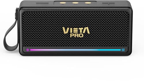 Vieta Pro Altavoz Portátil Bluetooth 5.3 Vintage con 10H de Batería, TWS, IPX7, USB y True Wireless. Altavoces Negros Inalámbrico Retro | Orpheo
