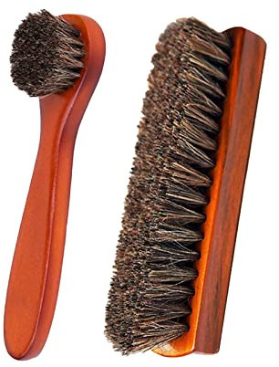 Lot de 2 brosses de nettoyage en bois massif pour chaussures en cuir avec poignée en bois, applicateur de nettoyant pour cuir, entretien du cuir, pierre ponce (noir #4, taille unique)